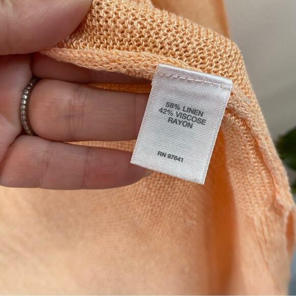 J. Jill Linen Blend Cardigan Size XS Soft Orange Open Front Lightweight Knit - Picture 2 of 5